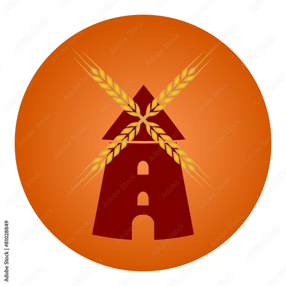 Wheat Windmill Icon - illustration Wheat Windmill Icon - illustration