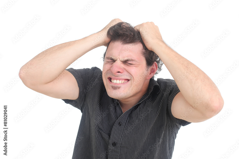 frustrated man on a white background frustrated man on a white background