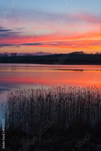 Beautiful lake. Tranquil vibrant landscape