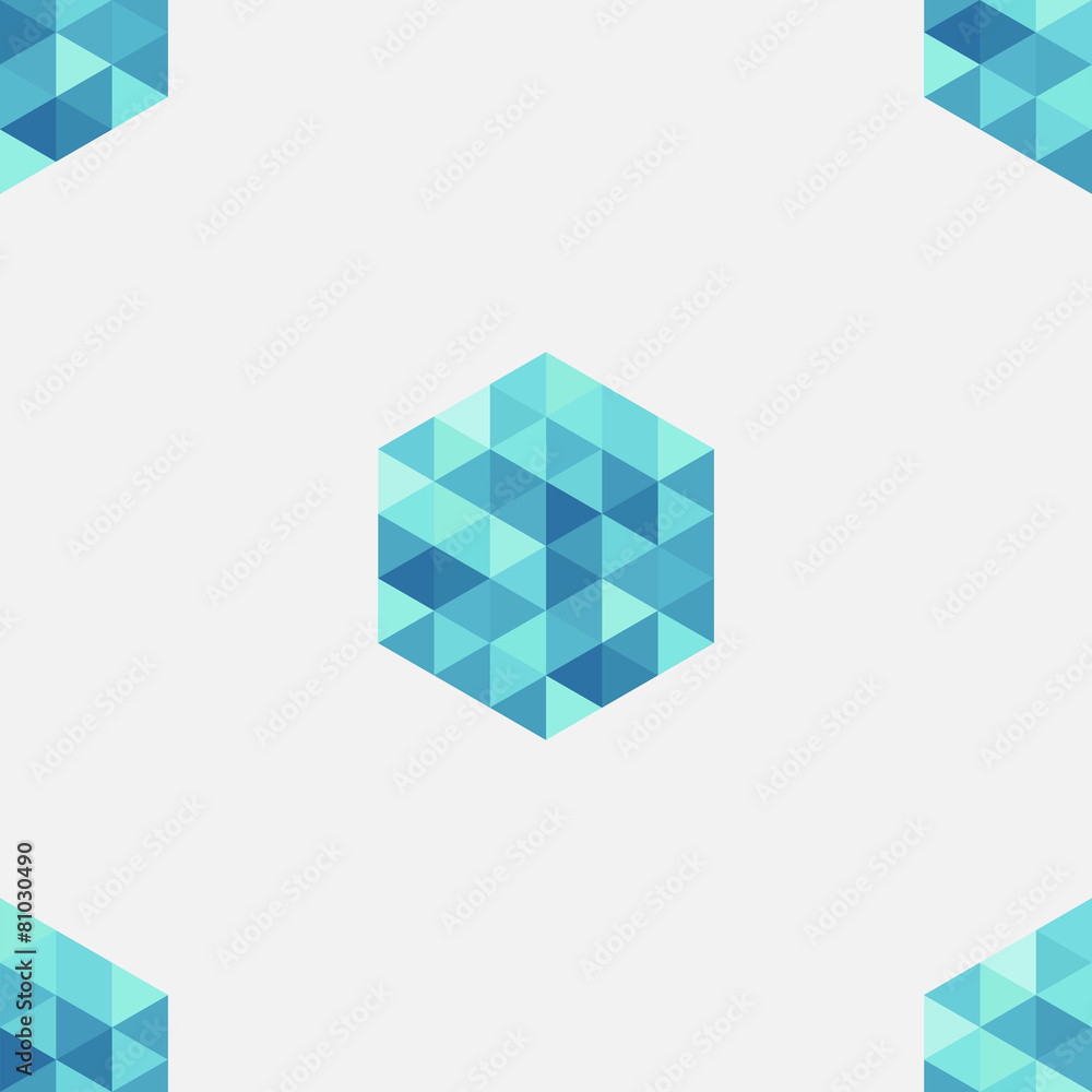 Geometric seamless pattern, blue hexagons