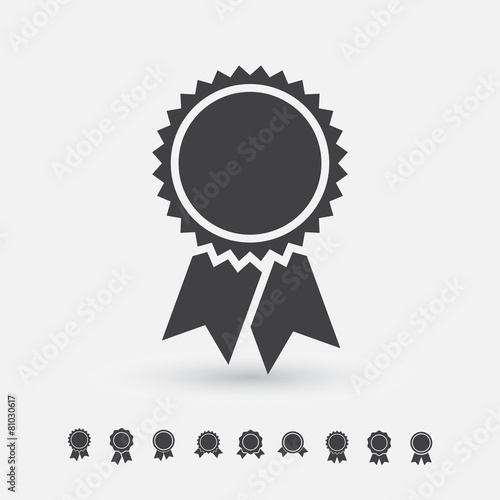 Badge with ribbons icon, vector set, simple flat design