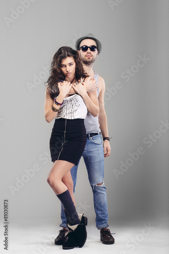young couple in love studio shot