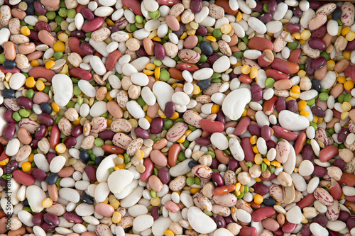 Background of 15 assorted beans and legumes photo