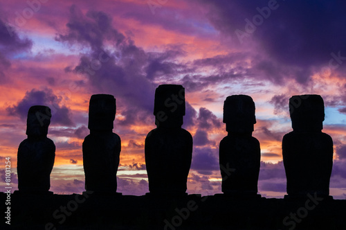 Sunrise at Ahu Tongariki Easter island, Chile