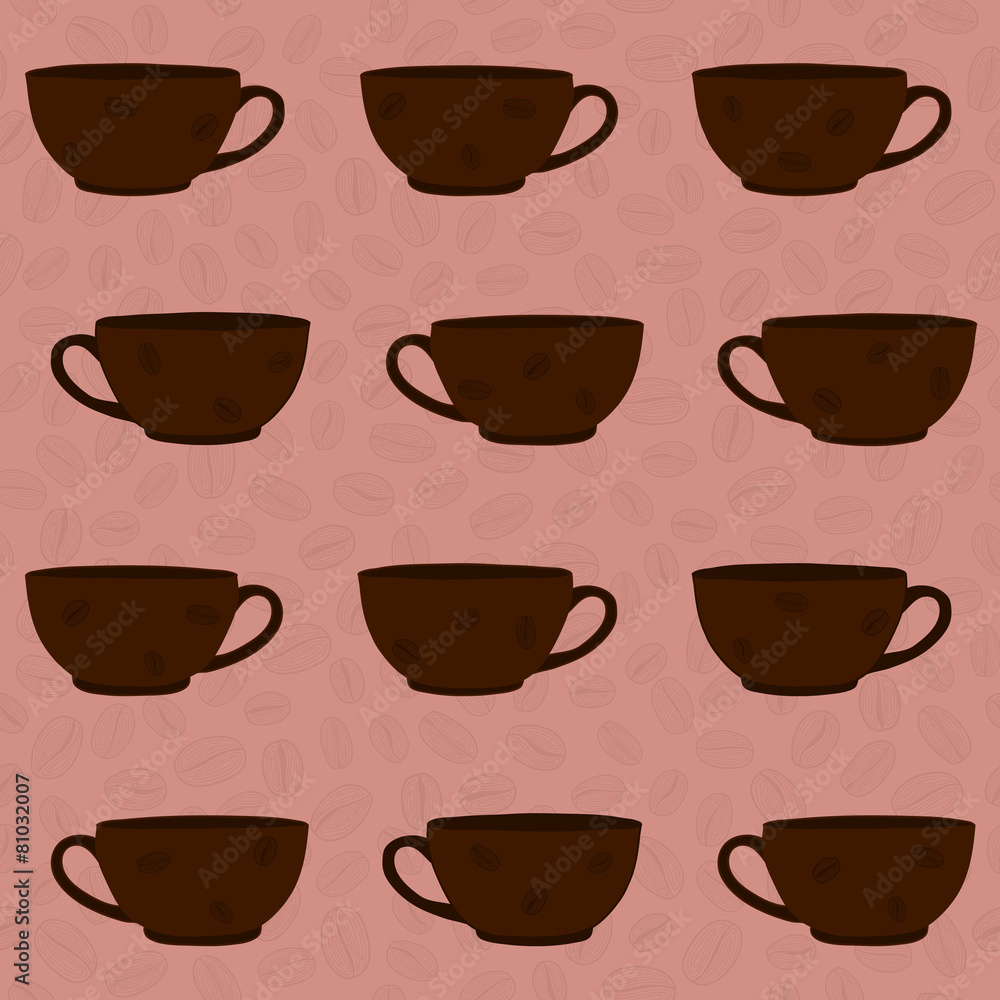 Obraz premium Hand drawn Coffee Cups Illustration. Seamless vector pattern. Mo