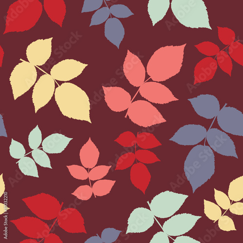 Seamless pattern with leaf, autumn leaf background. Abstract ras