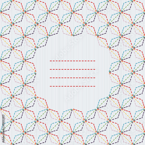 Text frame. Traditional Japanese Embroidery Ornament with rhombs