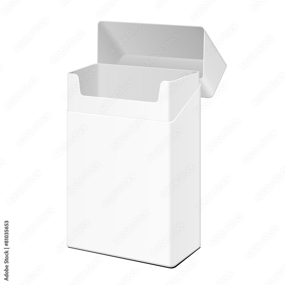 Opened Blank White Cigarettes Pack Box Opened Blank White Cigarettes Pack Box