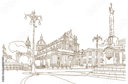 Sketch of Catania's main square