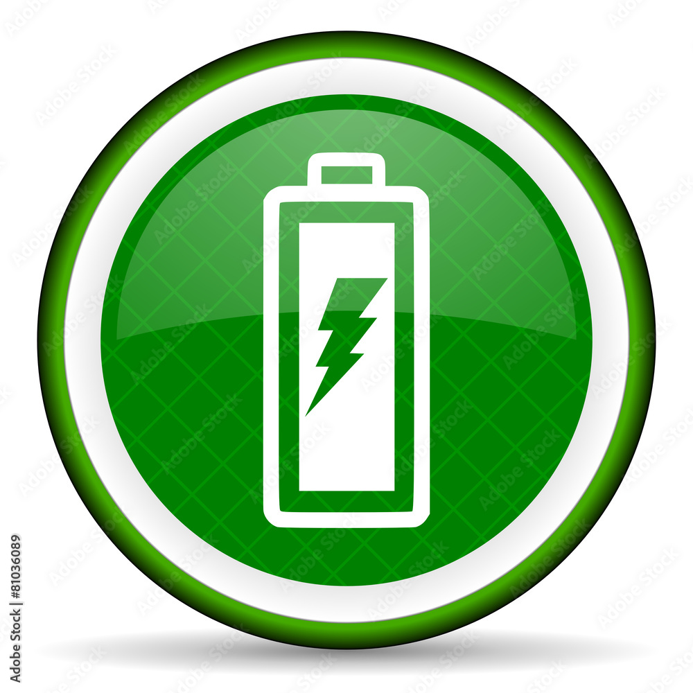 battery green icon power sign battery green icon power sign