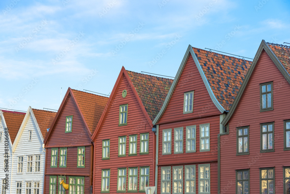 historic buildings of Bryggen in the City of Bergen, Norway