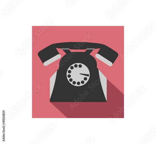 Retro telephone flat vector icon