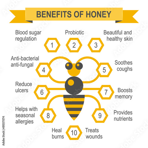 Healthy honey infographic placard.