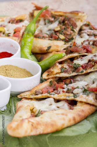Turkish Traditional Pide Pizza Lahmacun