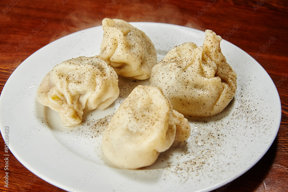 National Georgian dish khinkali meat in a sacred test a couple o National Georgian dish khinkali meat in a sacred test a couple o