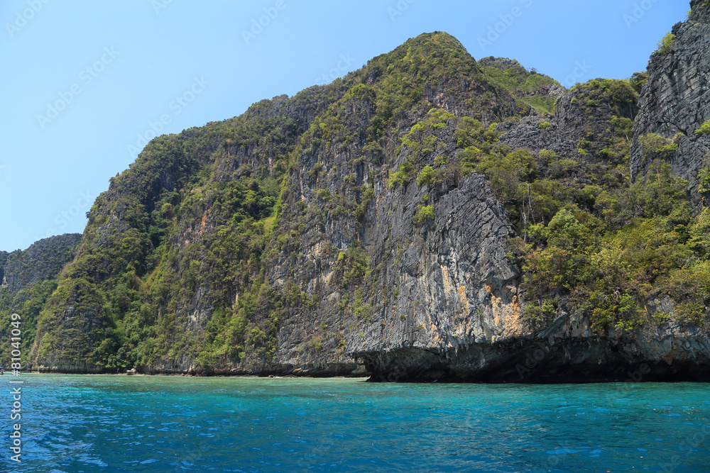 Cliff and the clear sea Phi Phi island,Thailand