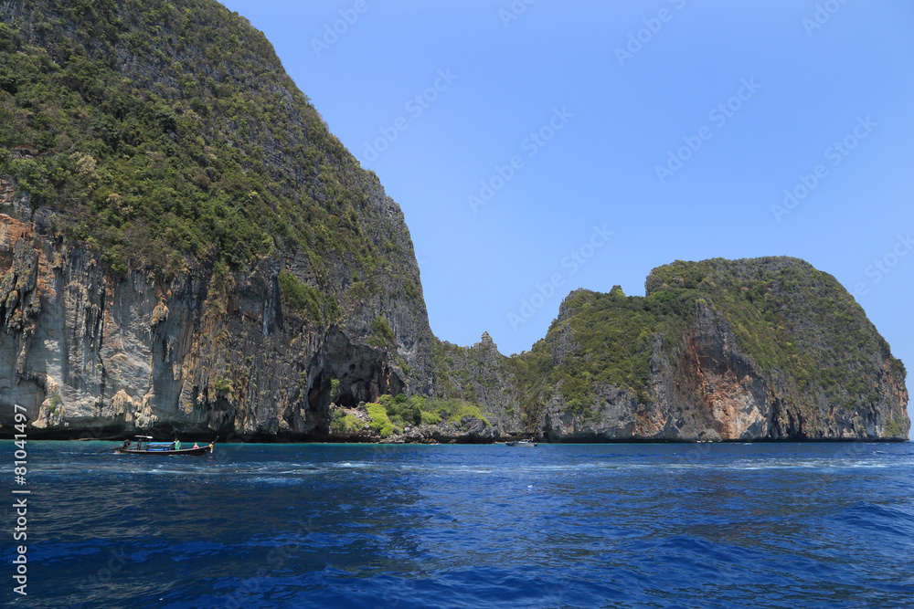 Cliff and the clear sea Phi Phi island,Thailand