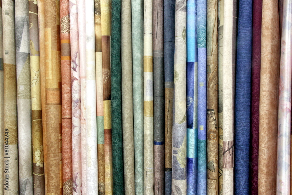 Row of textile materials Row of textile materials