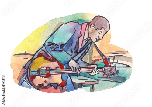 Photography Male guitarist playing music