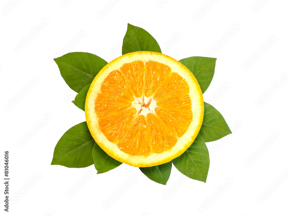 Orange sliced and leaves Orange sliced and leaves