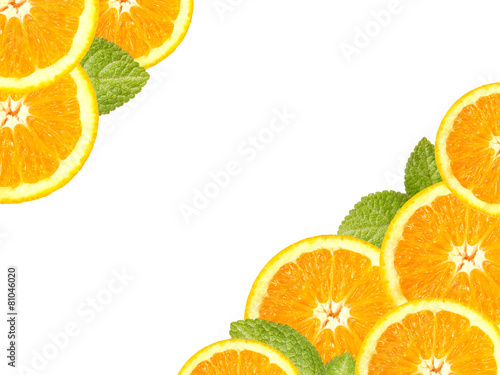 Orange sliced and leaves border