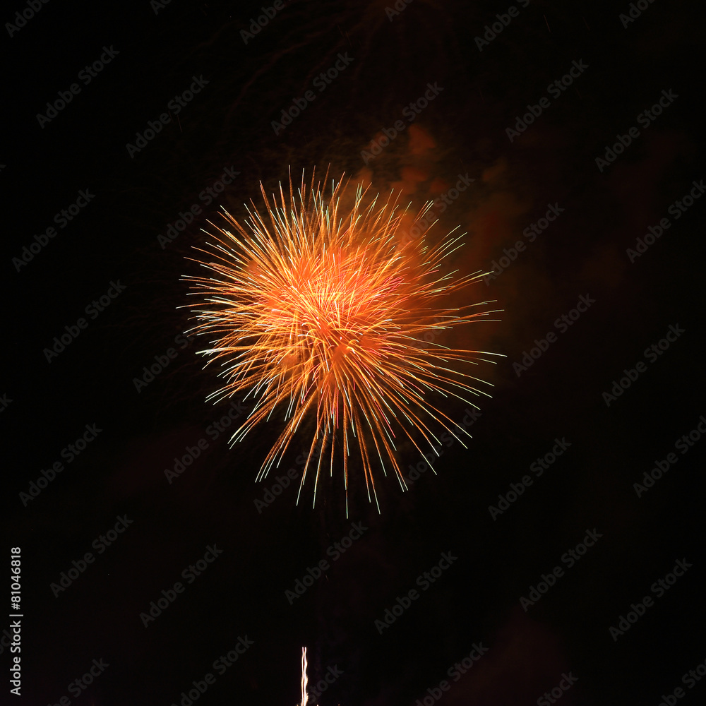 beautiful fireworks over sky - obrazy, fototapety, plakaty 