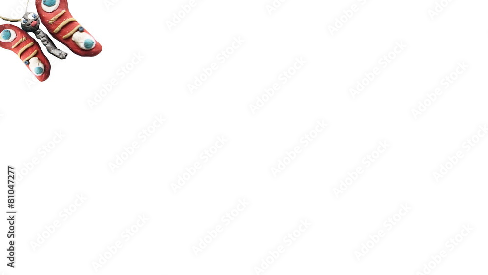 clay animation butterfly over white background clay animation butterfly over white background