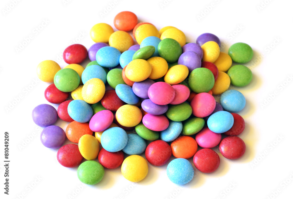 Isolated colored smarties on white background Isolated colored smarties on white background