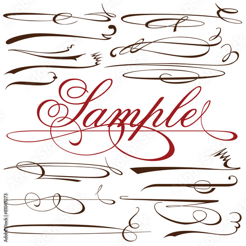 vector set of calligraphic elements for design inscriptions in r