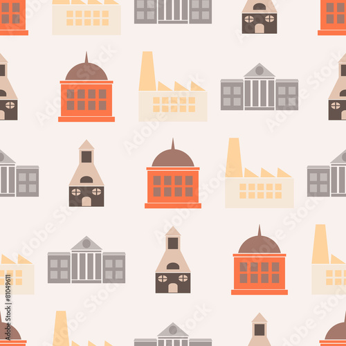 seamless background with various city buildings
