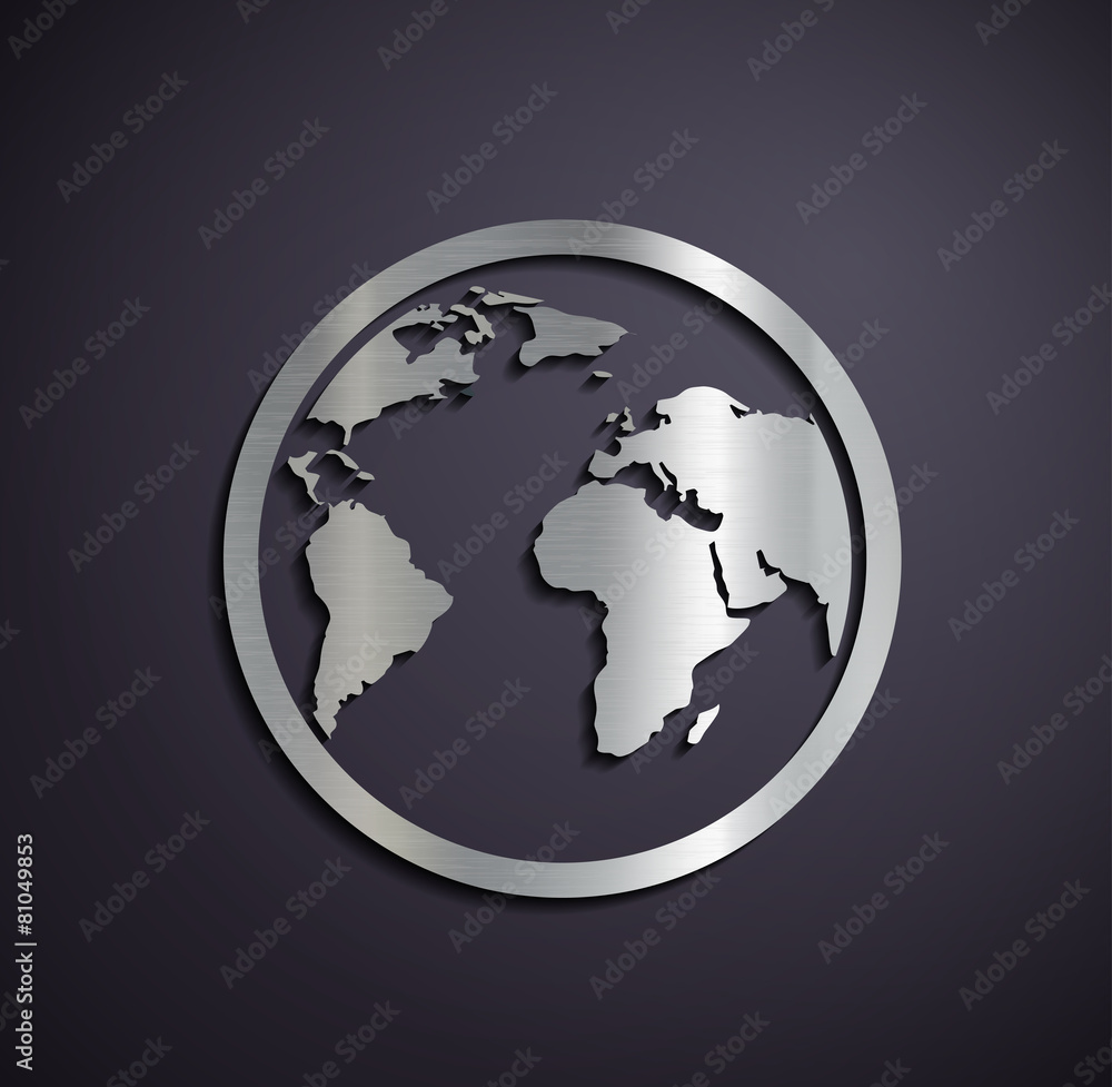 Fototapeta premium Flat metallic logo Earth.