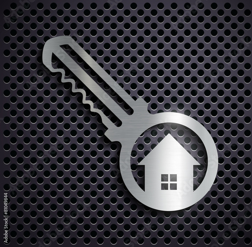 Flat metallic logo key.