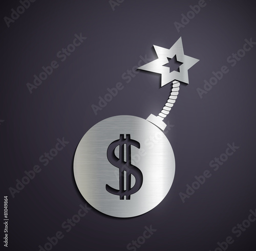 Flat metallic logo dollar sign.