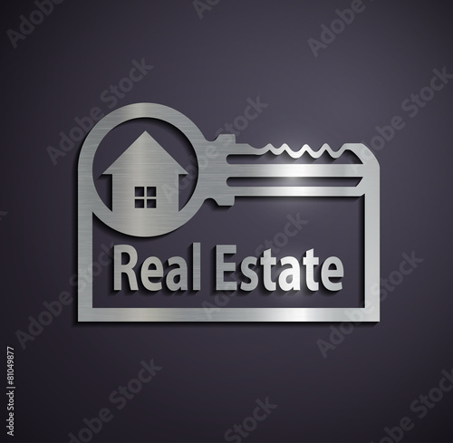 Flat metallic logo real estate.