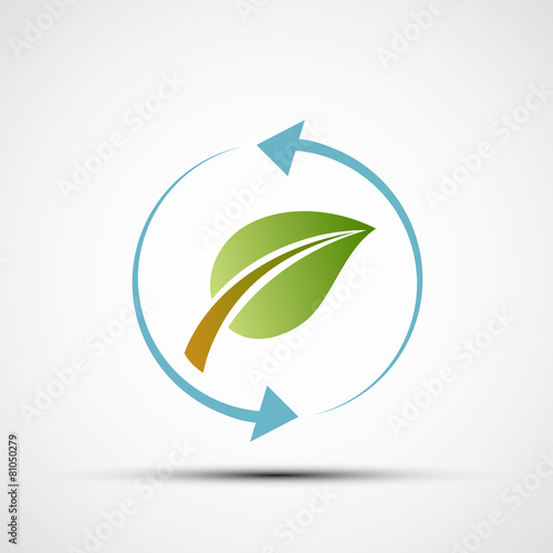 Green leaf with blue arrows