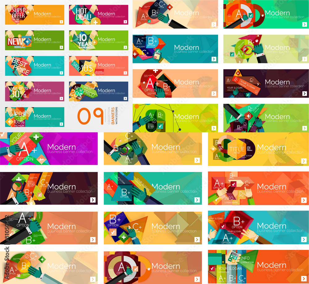 Mega collection of flat design infographic banners