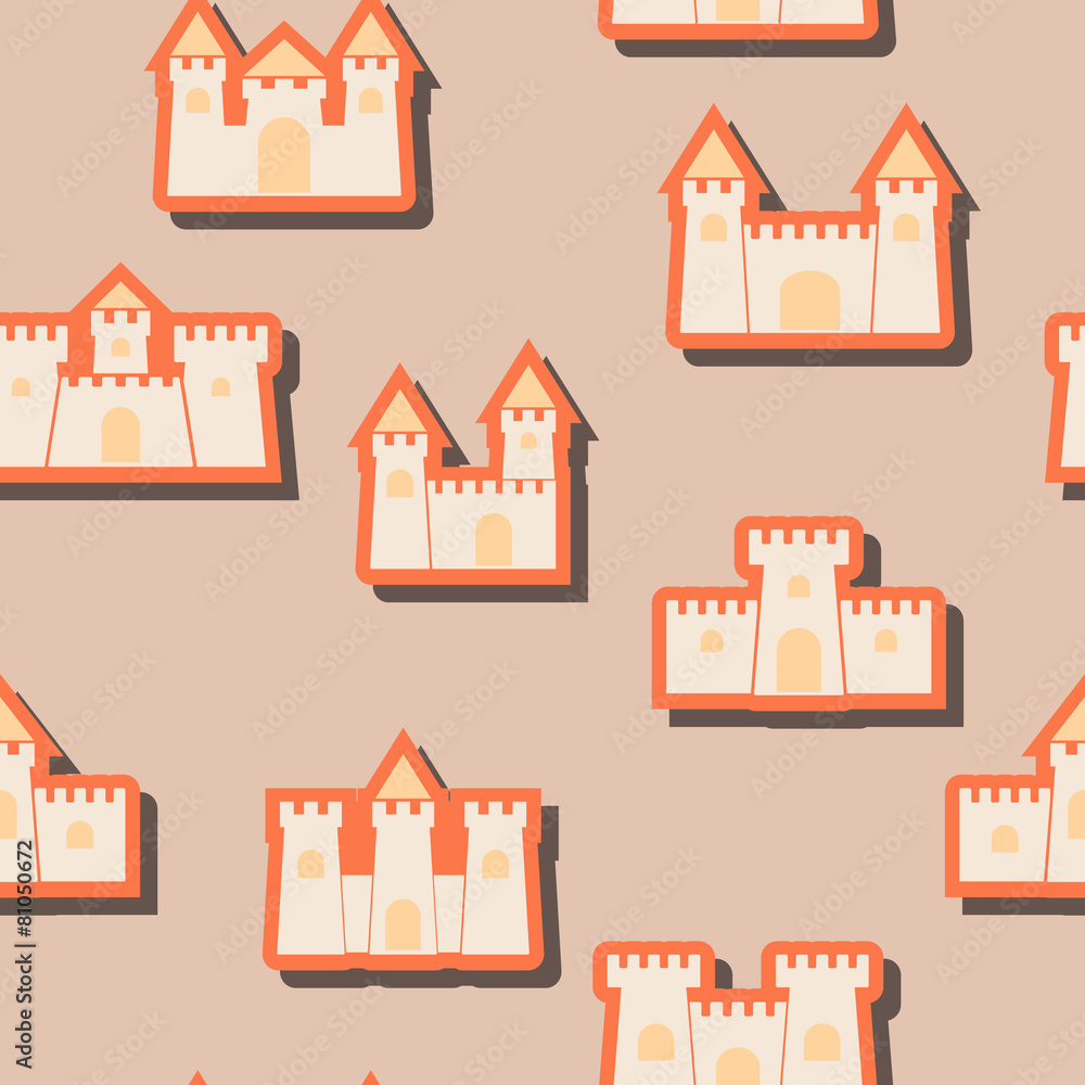 Seamless background with different castles Seamless background with different castles