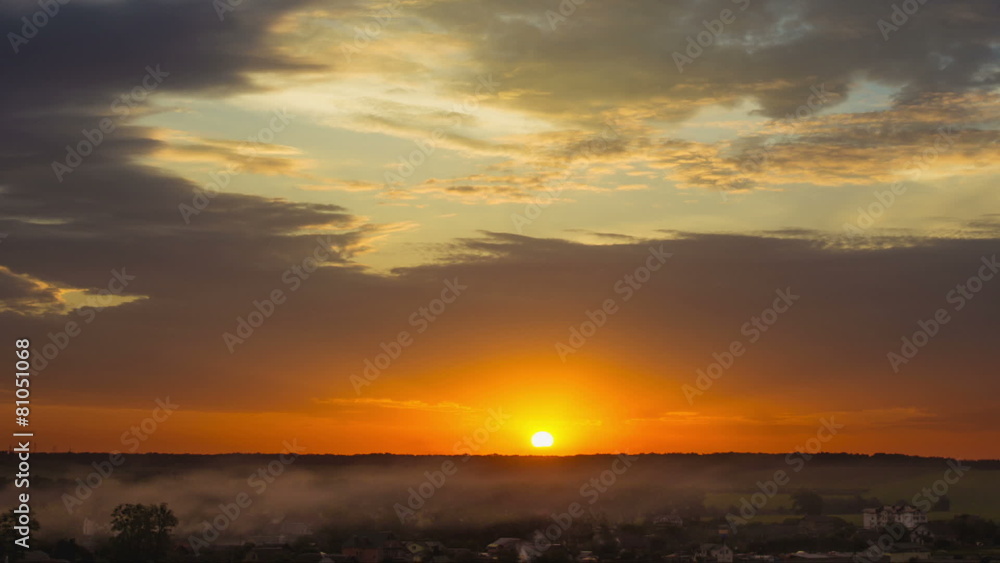 Sunset by thunderstorm clouds, panoramic camera motion capture Sunset by thunderstorm clouds, panoramic camera motion capture
