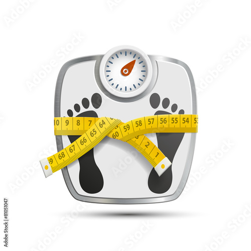 Scales for weighing with the measuring tape.