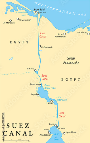 Suez Canal Political Map photo