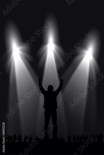 Silhouette of actors in the spotlight