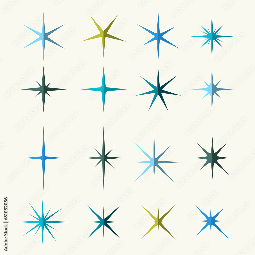 Sparkles Symbols Various Shades on White Background Sparkles Symbols Various Shades on White Background