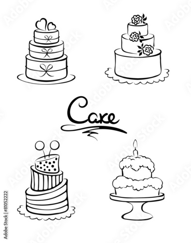 Set of design elements -- cakes