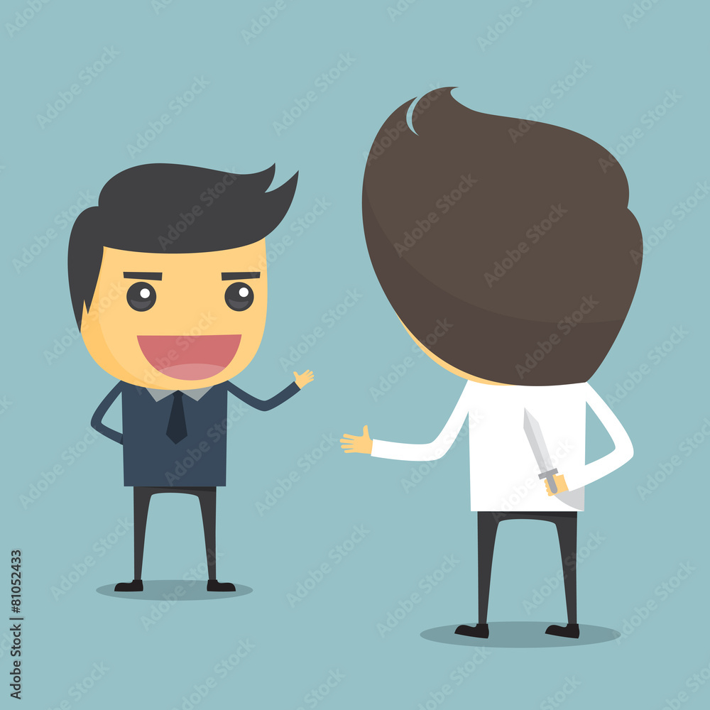 Businessman with hide a knife in the back. Businessman with hide a knife in the back.