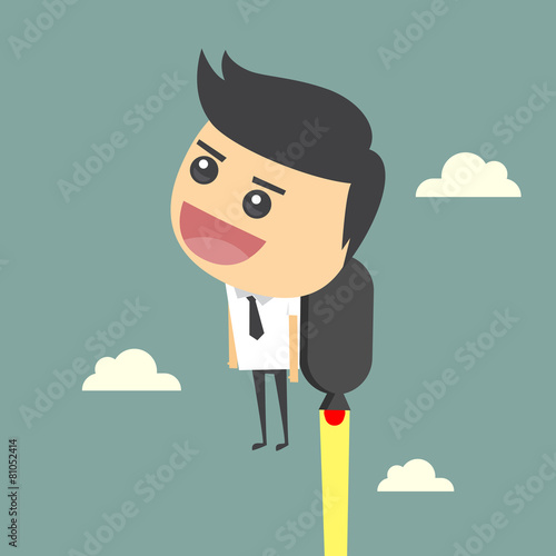 businessman rocket on the sky