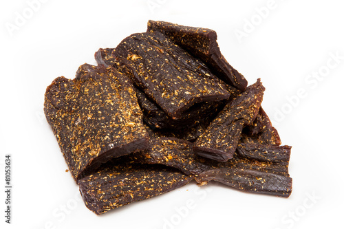Biltong, South African beef jerky meat.