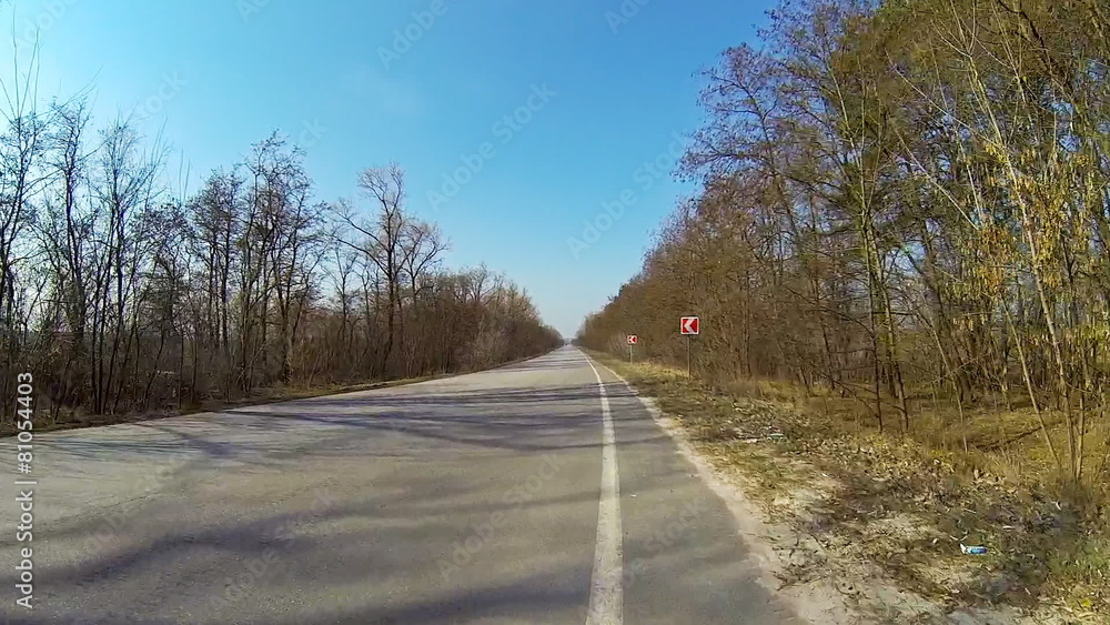 Biking Rider's Perspective on country road Biking Rider's Perspective on country road