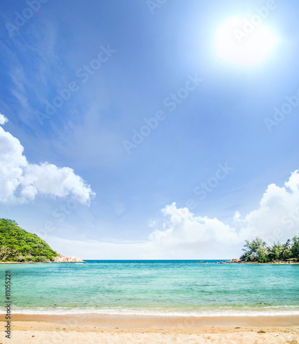 Tropical forest, sea coast and mountains. Siamese bay, Phangan,