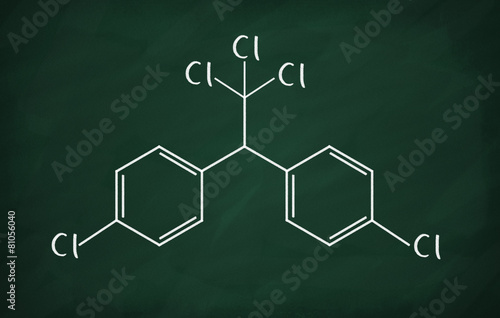 Chemical formula of DDT on a blackboard
