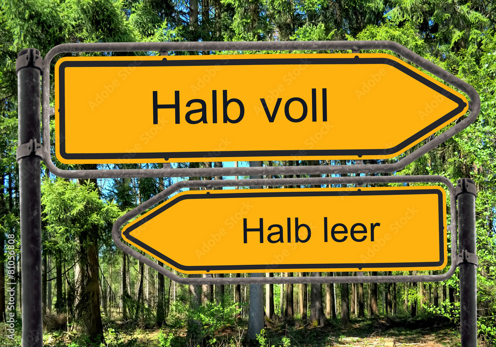 Fototapeta premium Strassenschild 41 - Halb voll